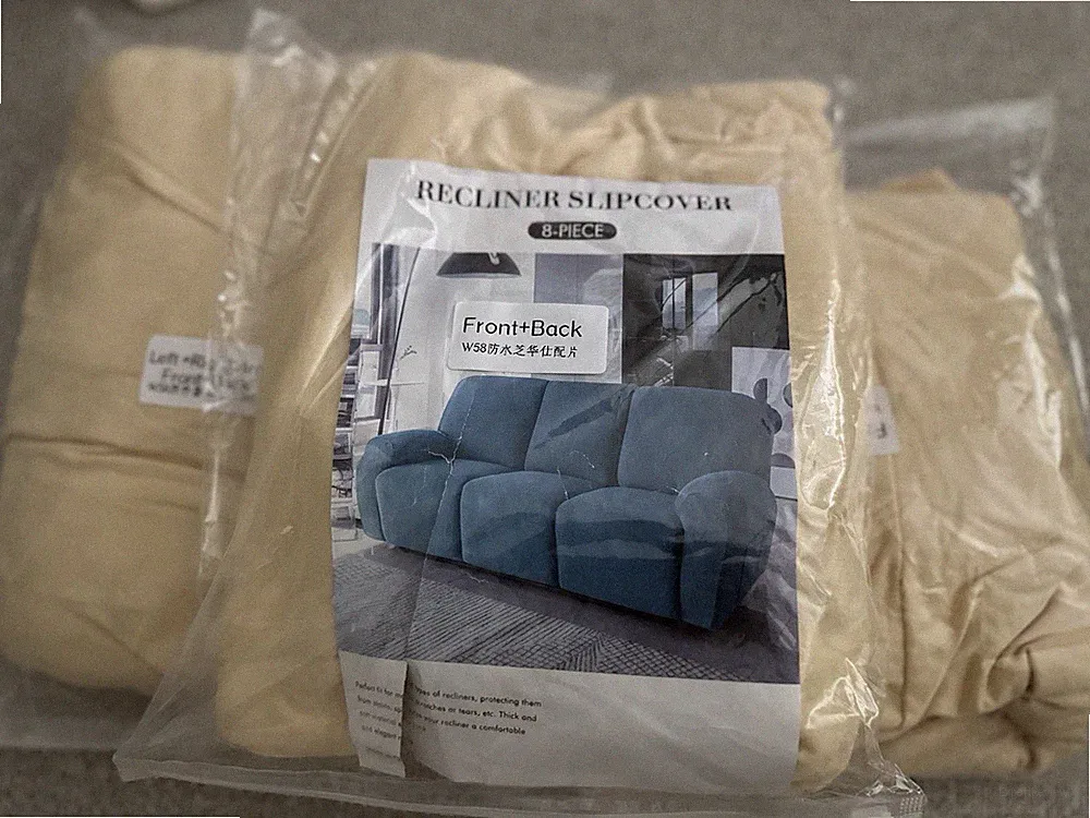 3 Piece Recliner Couch Loveseat Slip Cover Set Fits Most Beige Yellow Color