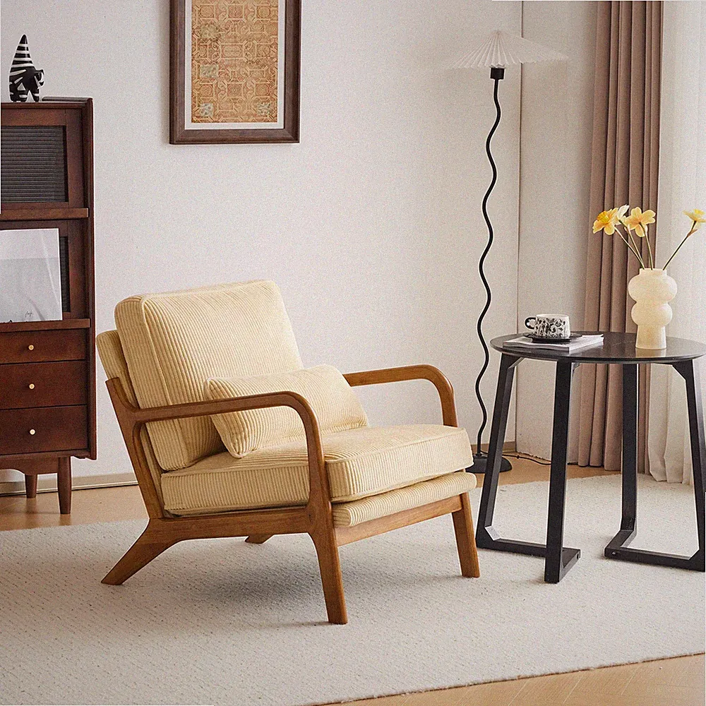 Accent Chair Single Sofa Comfy Upholstered Chair Solid Hardwood Living Bar Home