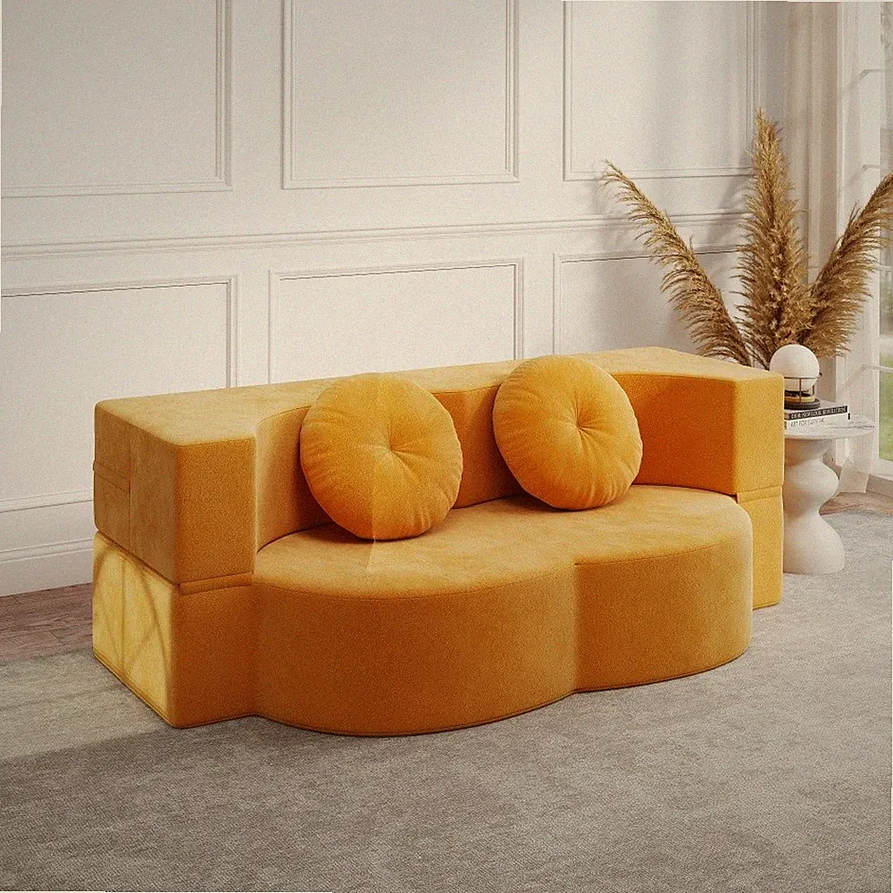Folding Sofa Bed Twin Sleeper– Futon Loveseat w/Foam Mattress,No Assembly Needed