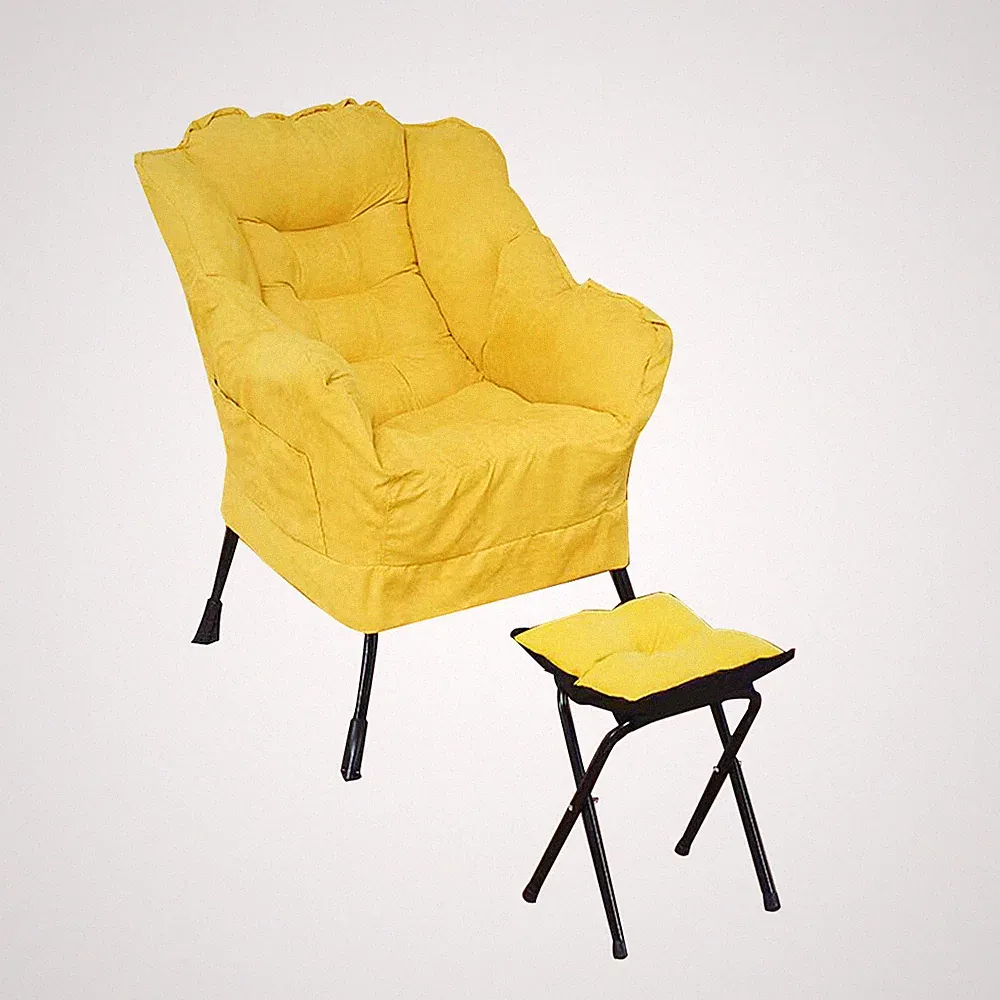 High Back Lazy Chair W/ Ottoman Upholstered Single Chair for Living Room Modern