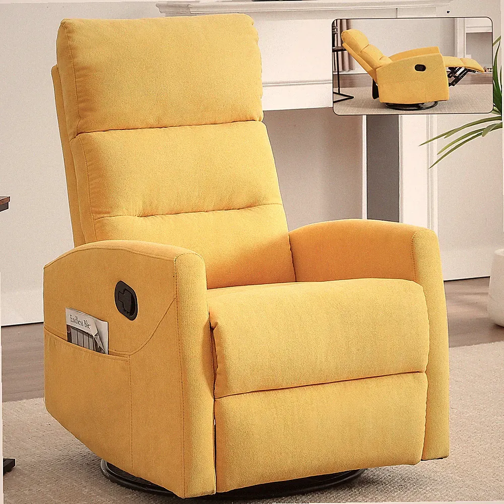 Manual Recliner Chair 360° Swivel Rocker Fabric Reclining Sofa for Living Room