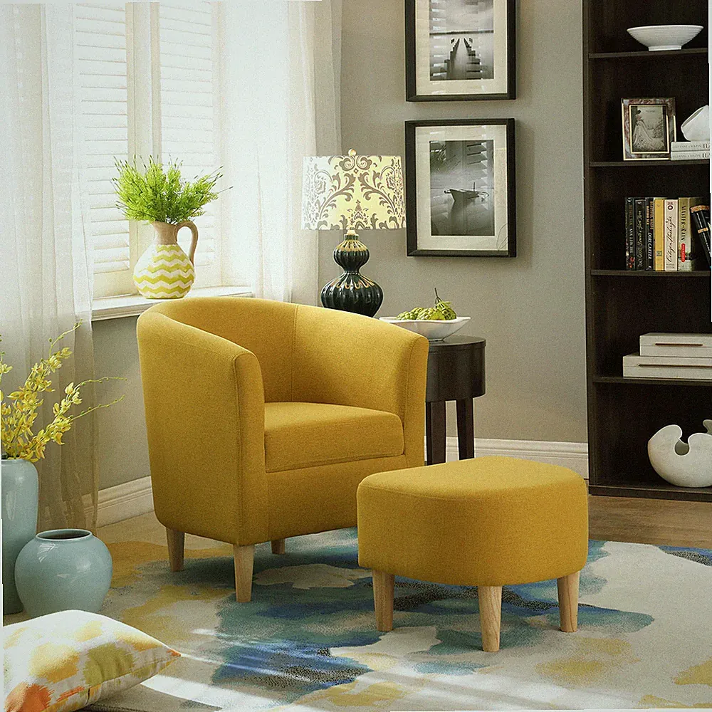 Mid Century Modern Accent Armchair Lounge Barrel Tub Chair With Solid Wood