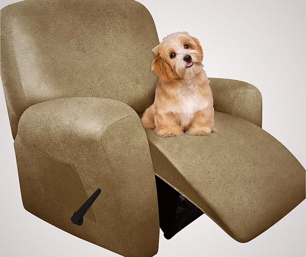 Mustard Recliner Chair Covers - 4 Piece Soft Non-Slip Stretch Protector Set