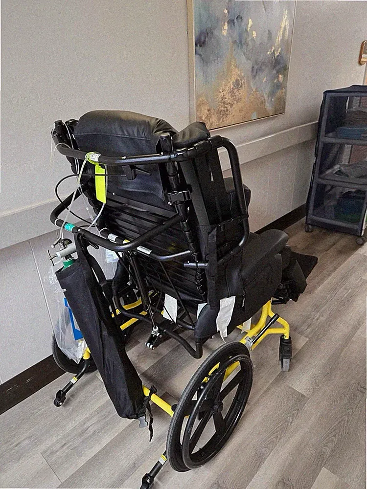 Reclining Manual Wheelchair Black Yellow Steel Ergonomic Detachable Footrests