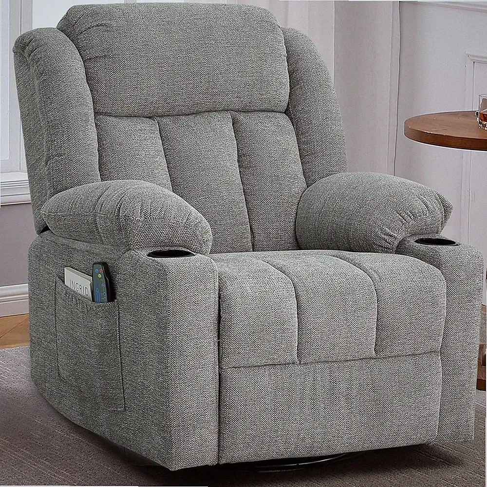 Roer Swivel Recliner Chair for Adults, Overstuffed Lar Manual Recliner