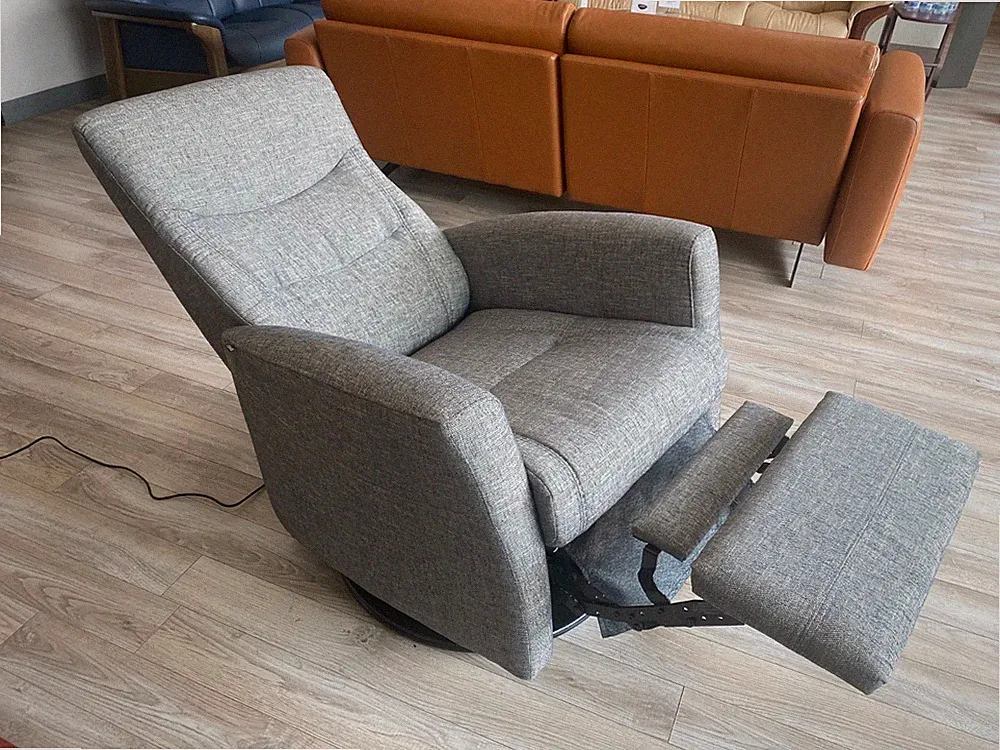 Small Fjords Oslo Swing Relaxer Power Electric Recliner Chair Gray Fabric