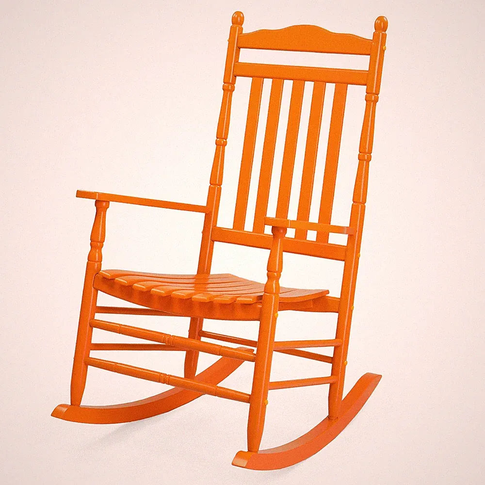 Wooden Rocking Chair Armchair Durable w/ High Back Reclining Seat for In/Outdoor