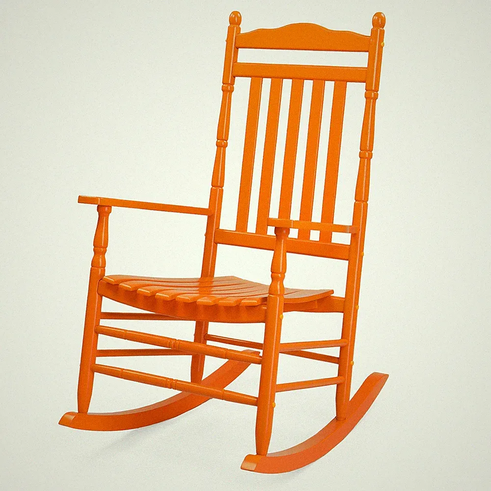 Wooden Rocking Chair, Armchair w/ High Back Reclining Seat for In/Outdoor Porch