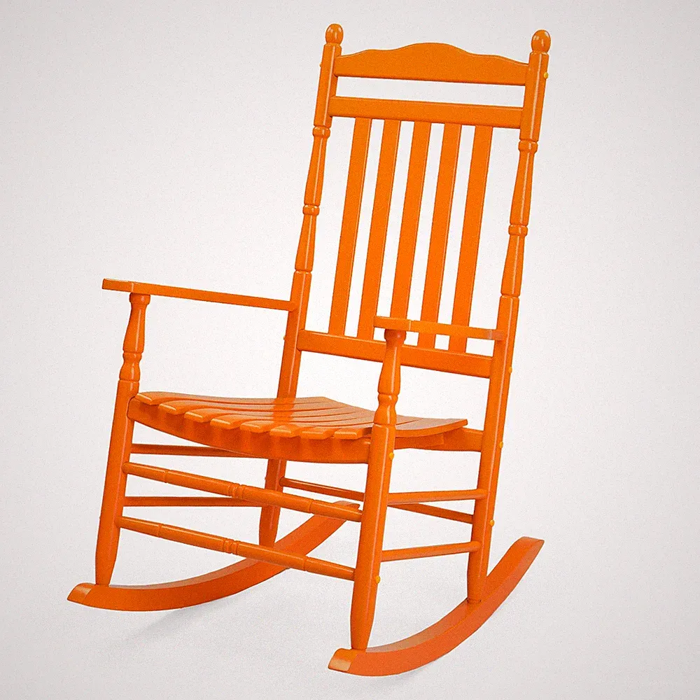 Wooden Rocking Chair, Armchair with High Back Reclining Seat for In/Outdoor Yard